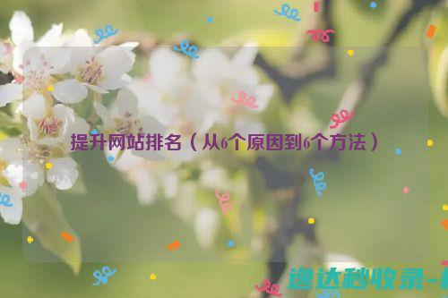 提升网站排名（从6个原因到6个方法）_SEO优化